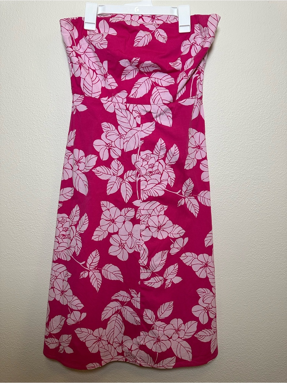 Express Hot Pink and Light Pink Floral Strapless Dress